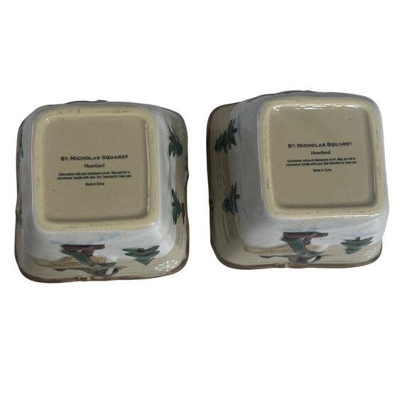 St. Nicholas Square Heartland Holiday Bowls Candy Dishes Food Set Of 2 - Picture 4 of 8